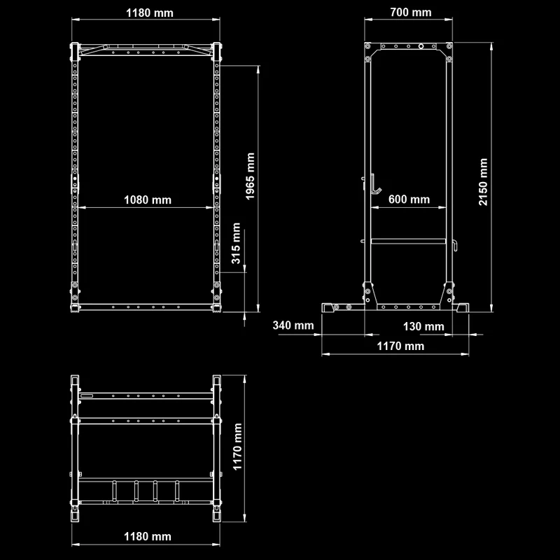 ATX® Power Rack PRX-520-XS - Höhe 215 cm - mit J-Hooks und Pin-Pipes