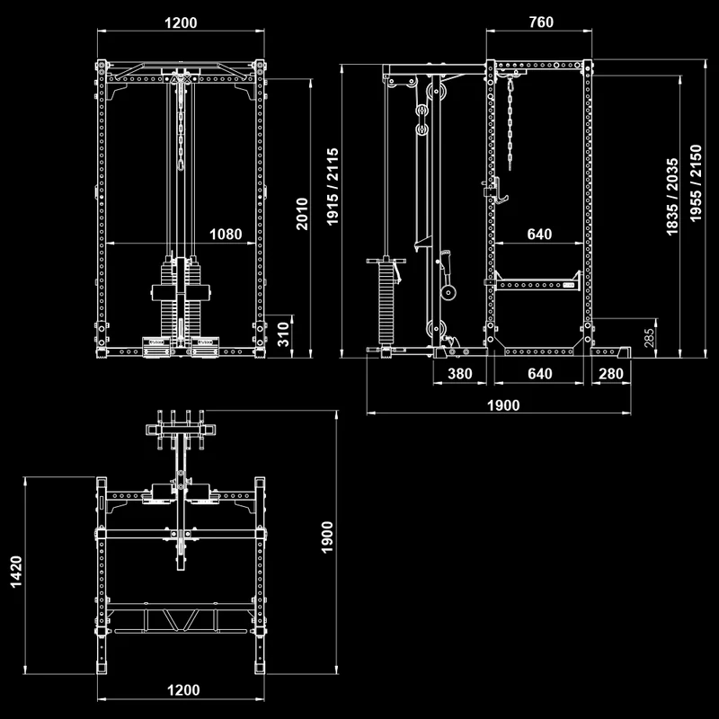 ATX® Power Rack 660 mit Latzug 115 kg Steckgewichte - Höhe 215 cm