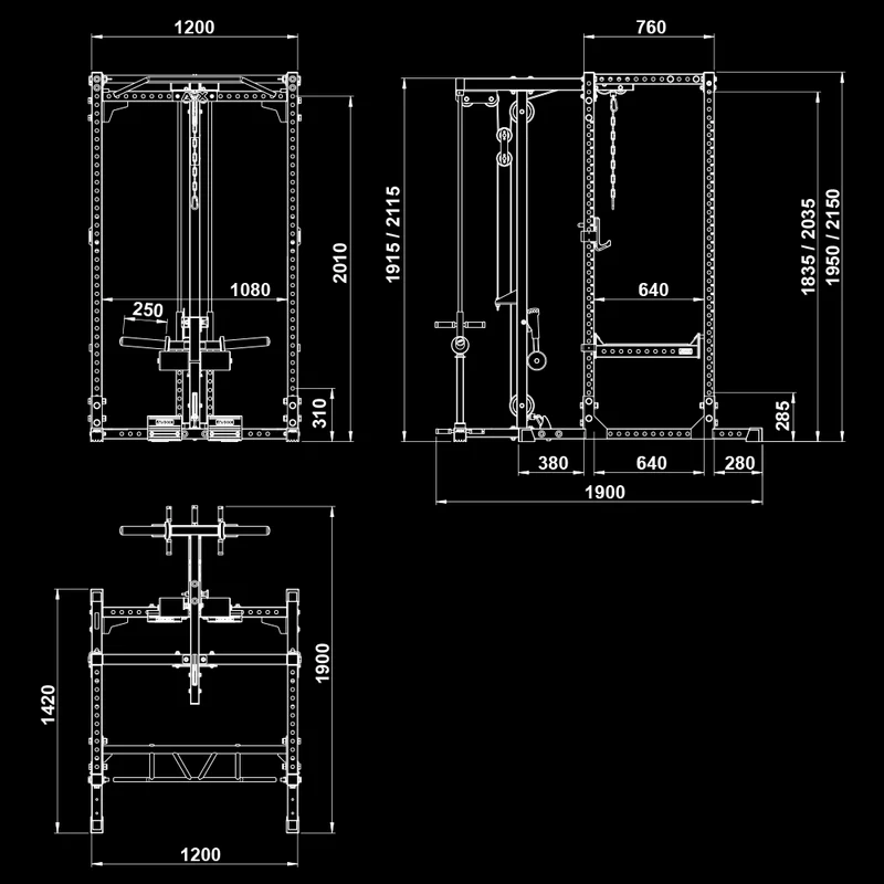 ATX® Power Rack 660 mit Plate Load Latzug - Höhe 215 cm