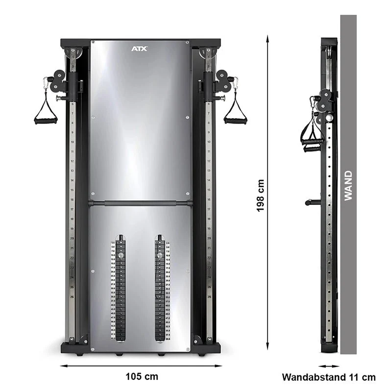 ATX® Duale Wandzugstation - Mirror - mit 2 x 60 kg Steckgewichten