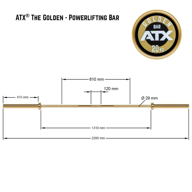 ATX® The Golden Powerlifting Bar 220 cm x 50 mm
