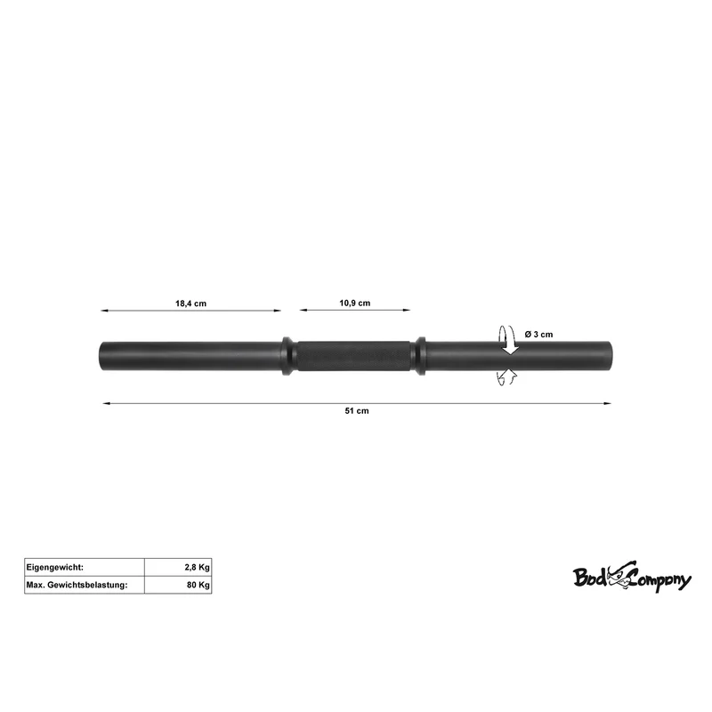 BLK Kurzhantelstange 51cm Kurzhantel Hantel Stange Hantelscheiben 30/31mm