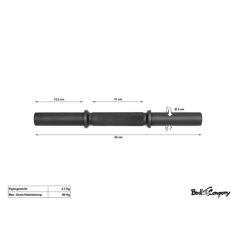 BLK Kurzhantelstange 40cm Kurzhantel Hantel Stange Hantelscheiben 30/31mm
