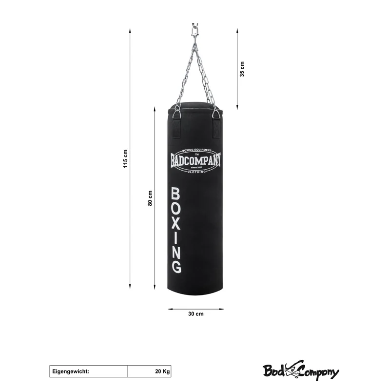 Canvas-Boxsack in schwarz mit Stahlkette
