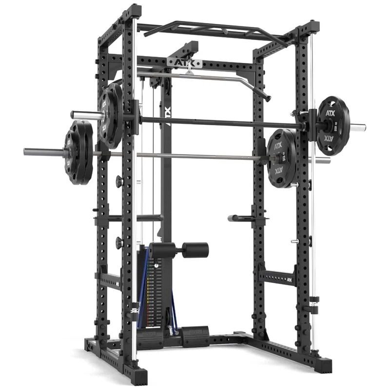 ATX® Power Rack Komplettstation 660 Höhe 215 cm - mit Latzug Steckgewichte & Multipresse