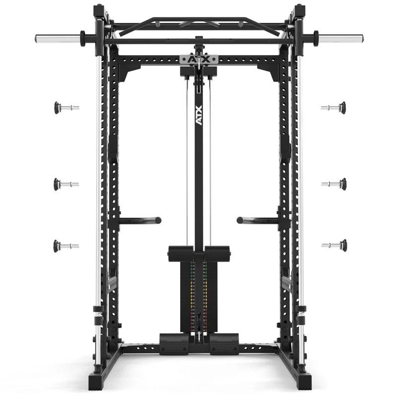 ATX® Power Rack Komplettstation 660 Höhe 215 cm - mit Latzug Steckgewichte & Multipresse