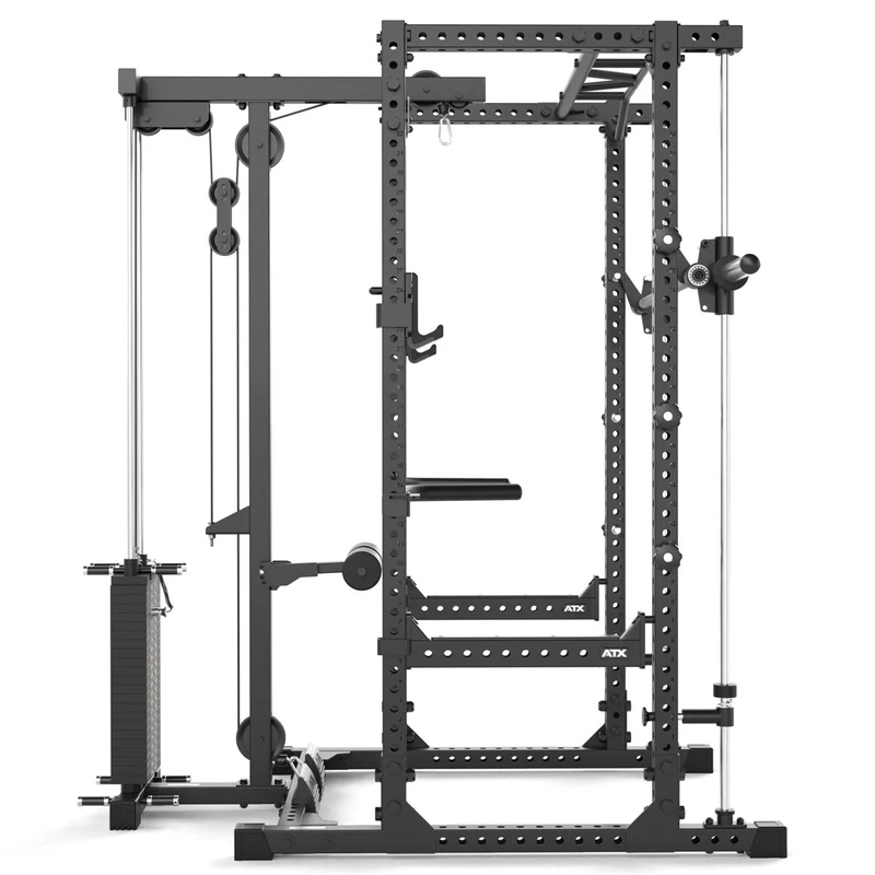 ATX® Power Rack Komplettstation 660 Höhe 215 cm - mit Latzug Steckgewichte & Multipresse