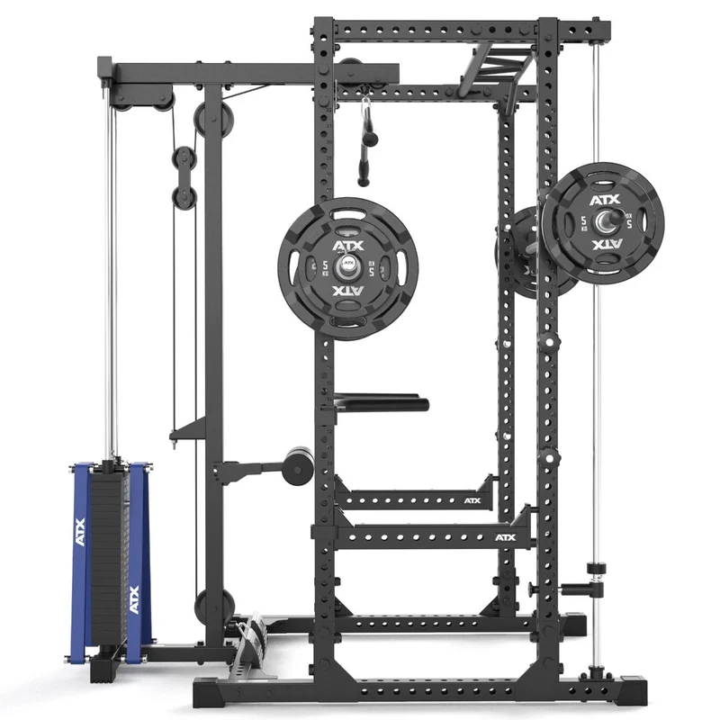 ATX® Power Rack Komplettstation 660 Höhe 215 cm - mit Latzug Steckgewichte & Multipresse