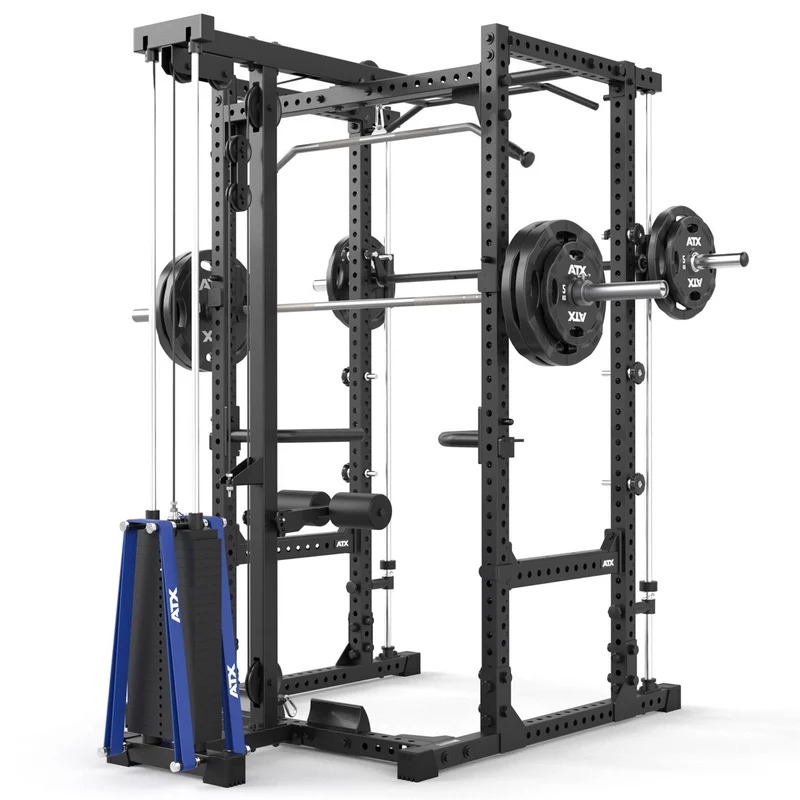 ATX® Power Rack Komplettstation 660 Höhe 215 cm - mit Latzug Steckgewichte & Multipresse