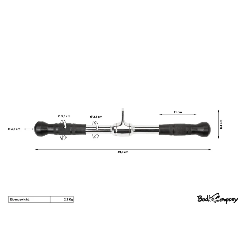 Trizep-/Bizep Griff gerade m. Gummi Hand-Grips