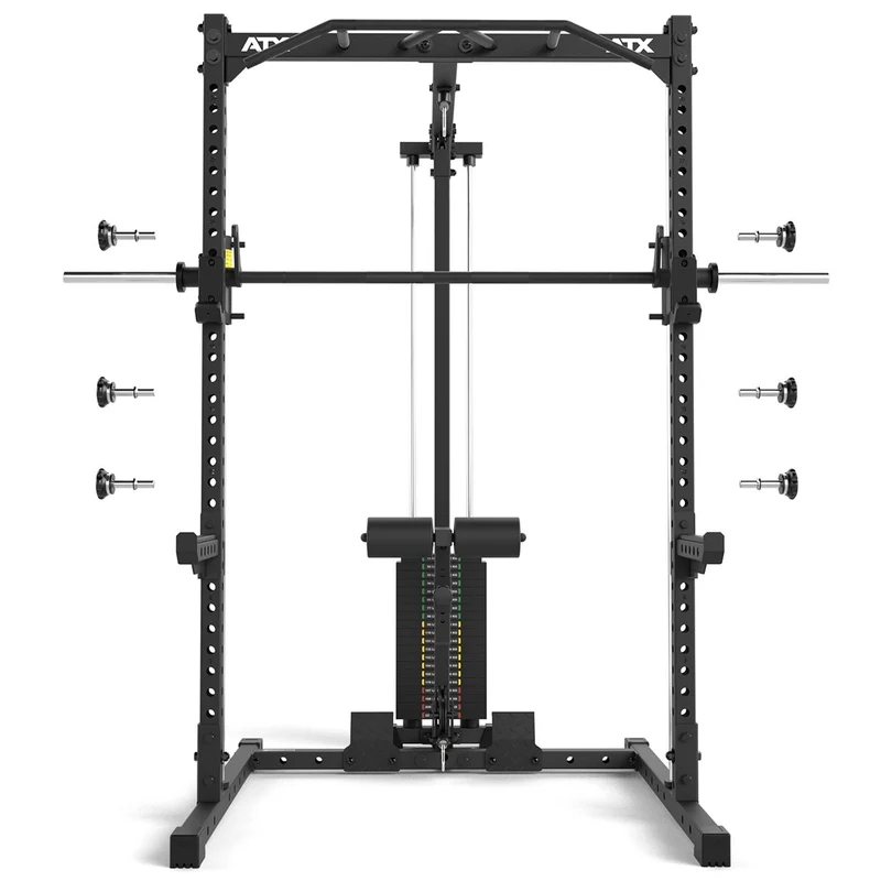 ATX® Half Rack-Komplettset 510 mit Latzug-Steckgewichte und Multipresse - Höhe 196 cm