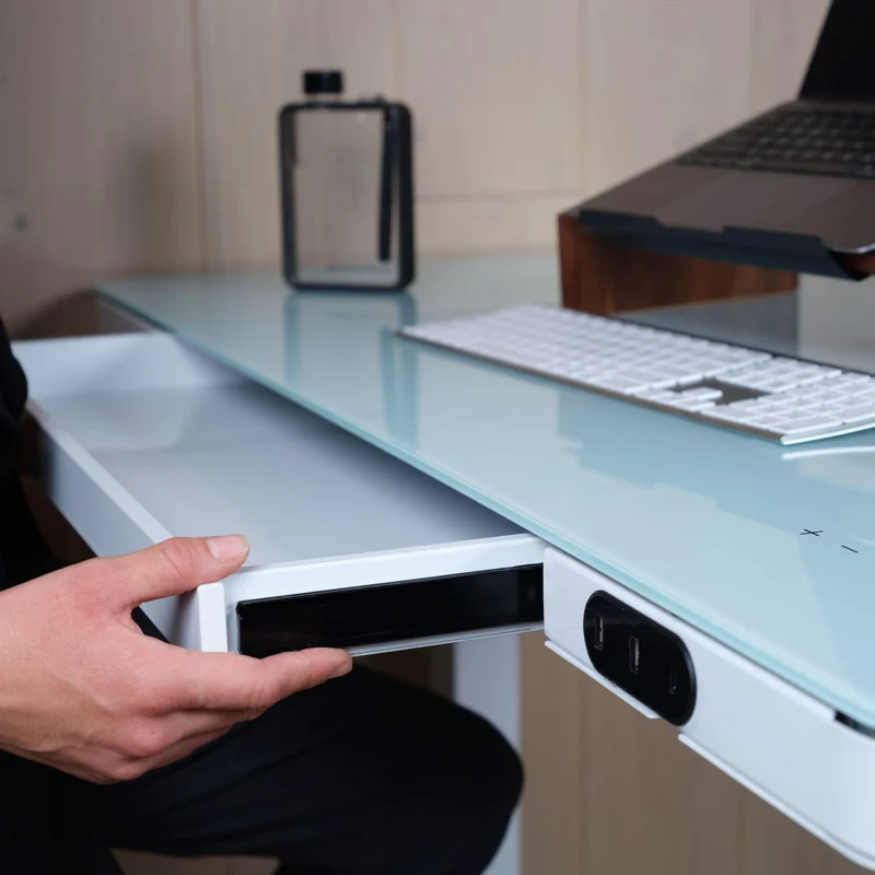 LifeSpan Ampera Bike Desk Space Grey with Glass Standing Desk