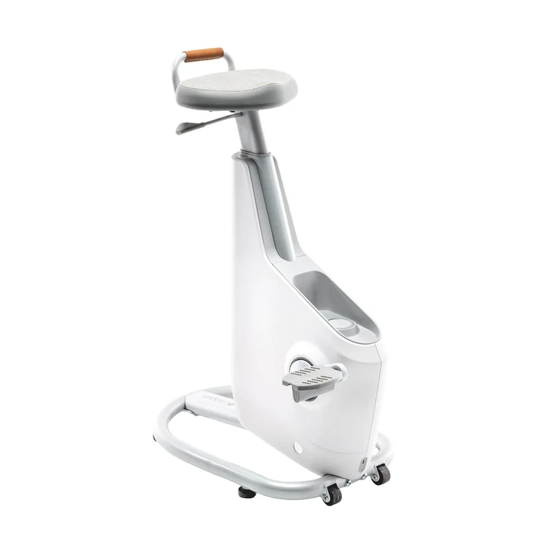 LifeSpan Ampera Bike Desk Glacier White with Glass Standing Desk