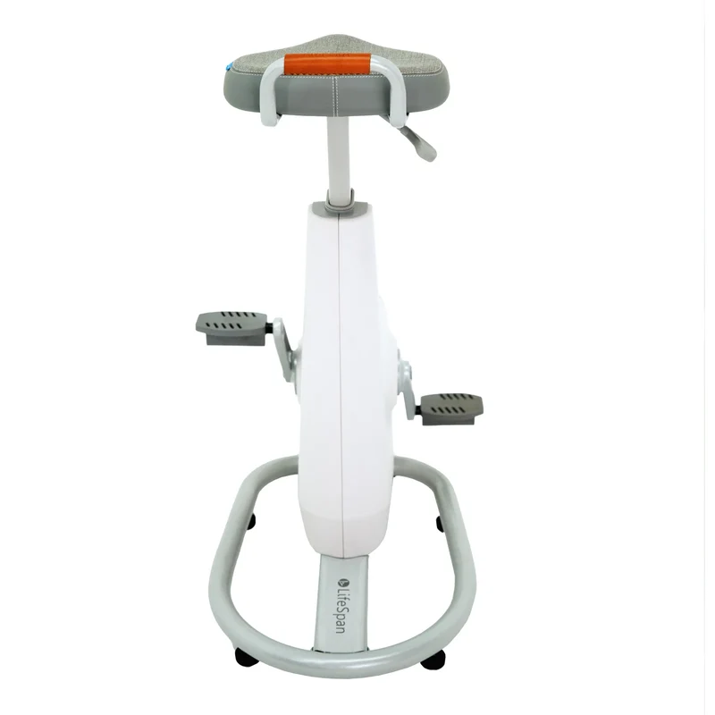 LifeSpan Ampera Bike Desk Glacier White with Glass Standing Desk