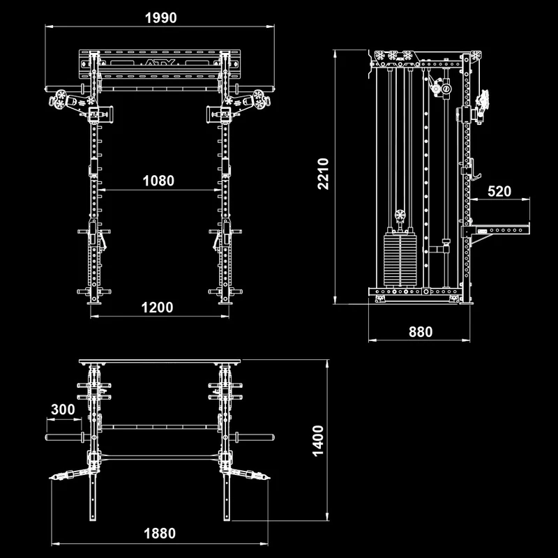 ATX® Rack-Zugstation mit Multipresse zur Wandbefestigung