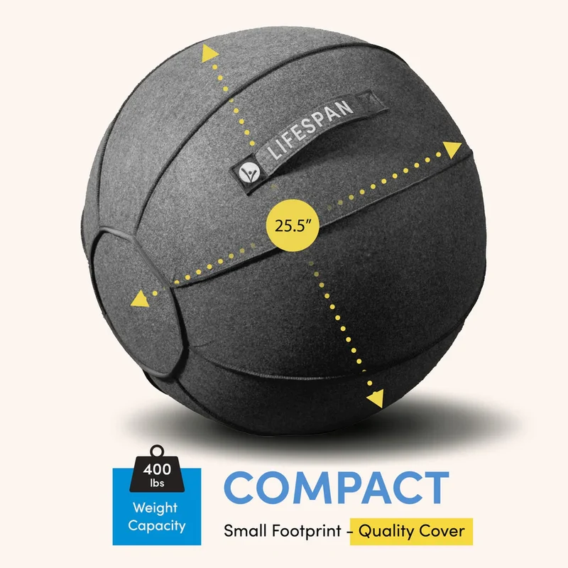 LifeSpan Fitness Workplace Office Chair Yoga Ball - Charcoal Felt