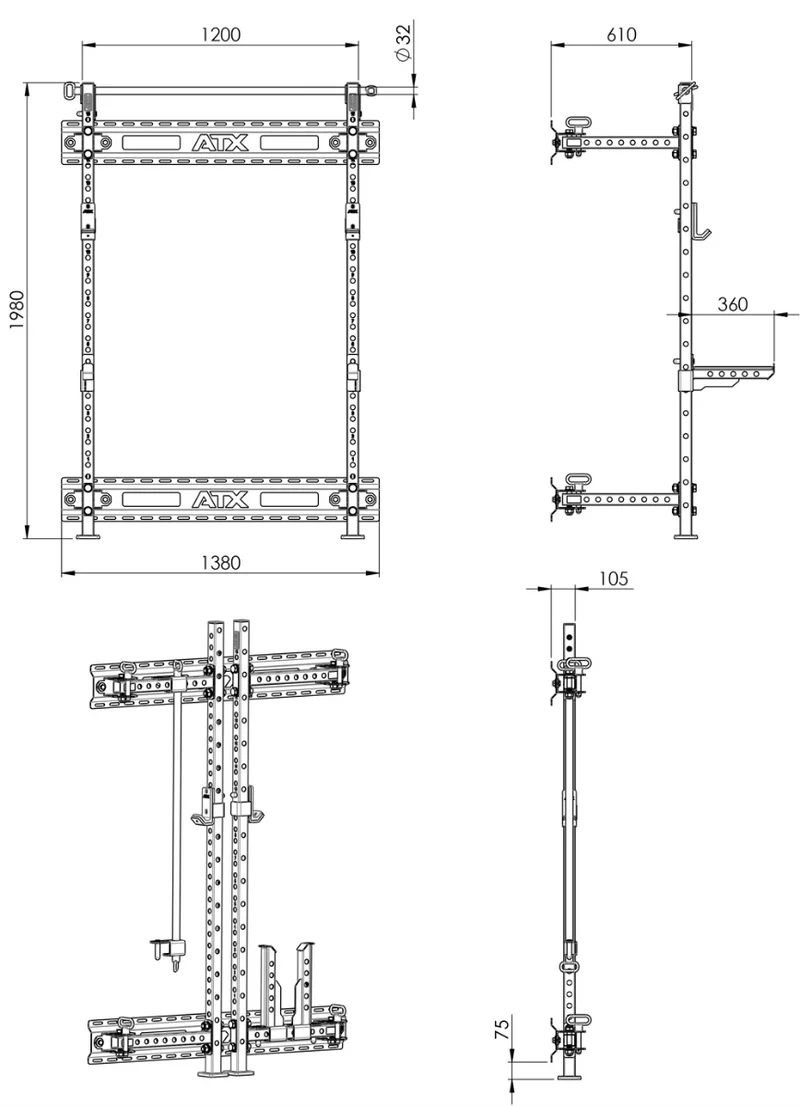 ATX® Fold Back Rack FBR- 500 - Höhe 198 cm