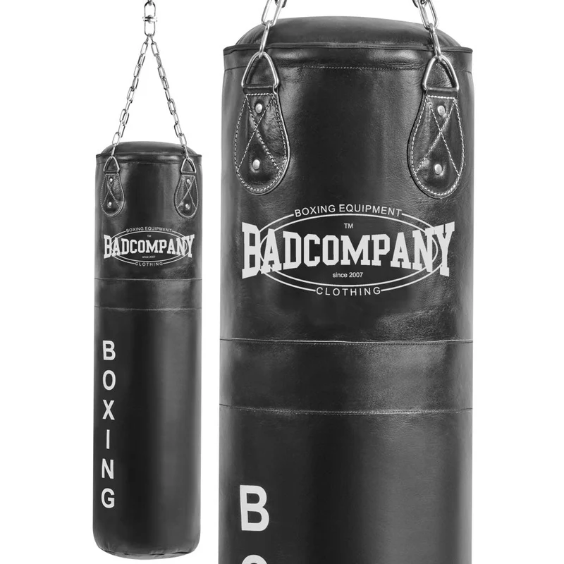 Boxsack 150 x 35 cm gefüllt aus Leder mit Stahlkette