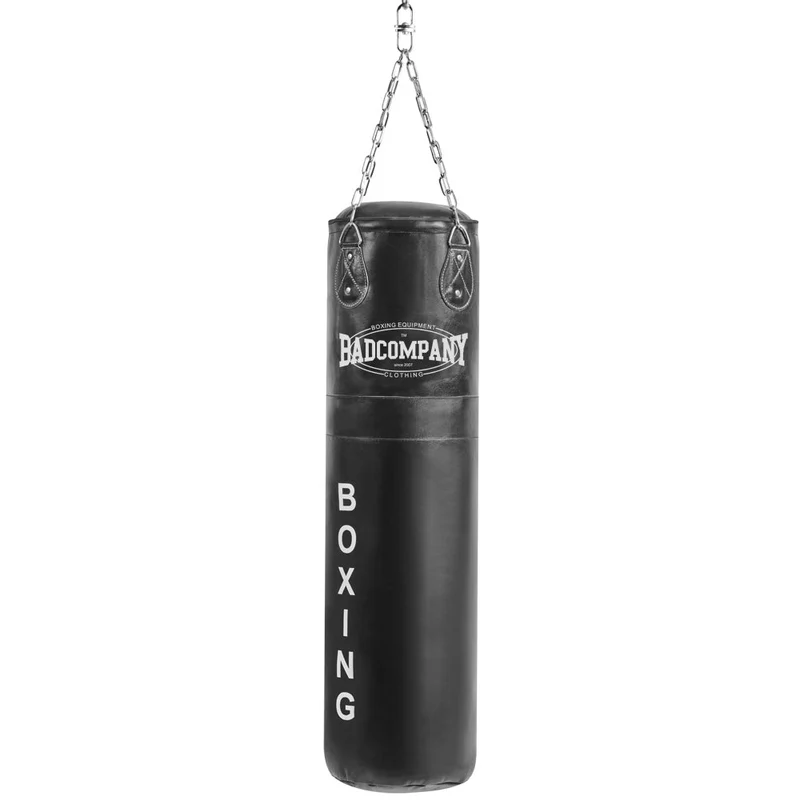 Boxsack 80 x 35 cm gefüllt aus Leder mit Stahlkette