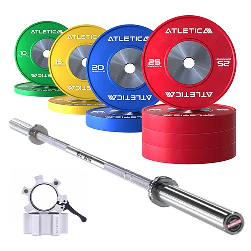 Langhantel Set Gamma Chrome I Competition Bumper Plate Set 190kg I Aluminiumverschlüsse