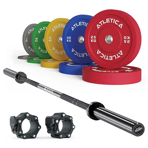 Delta Tripple Black SET | Color Bumper Plates 150kg | Pro Verschlüsse