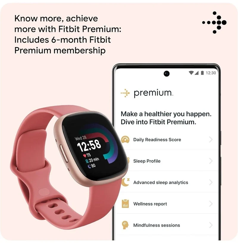 Fitbit Versa 4 Smartwatch 40 mm mit Aluminiumgehäuse und integriertem GPS