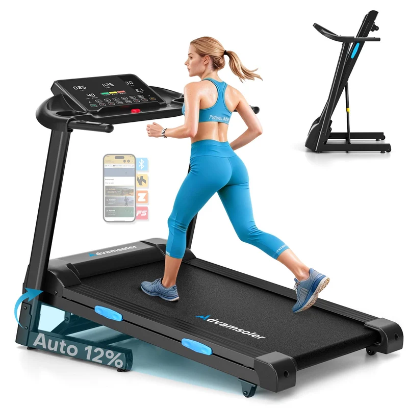 Laufband mit automatischer Neigung 1-15%, klappbar, 14 km/h, 160 kg Belastbarkeit, App-kompatibel