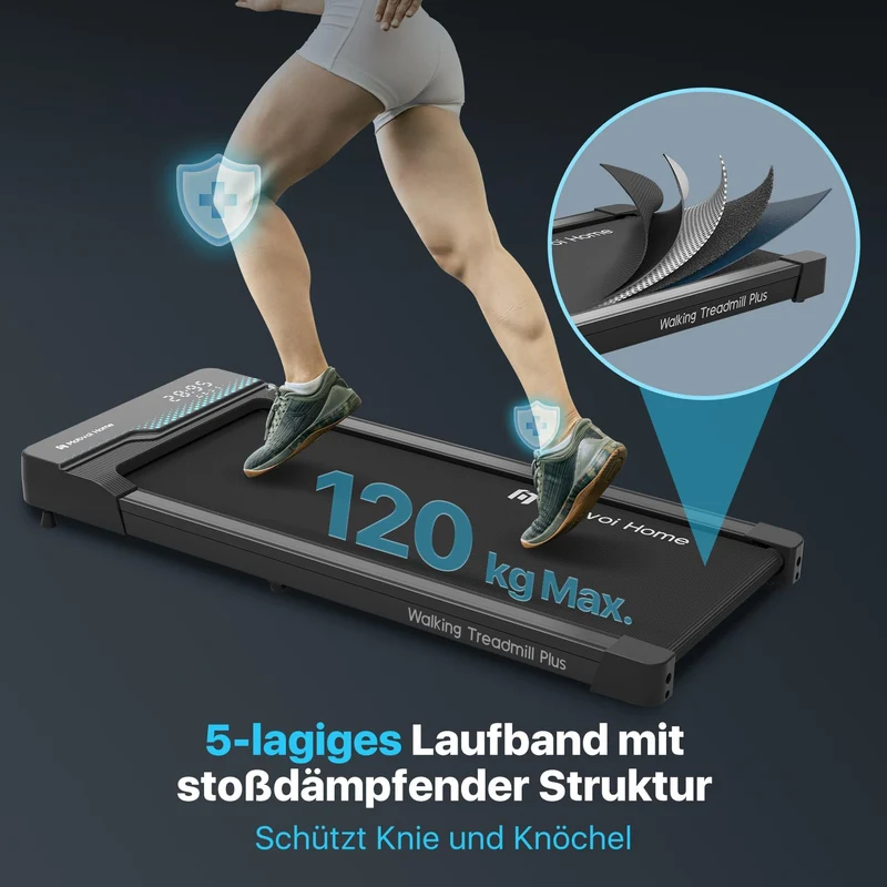 Mobvoi Walking Pad Plus – KI-Laufband 42 cm breit, 2,25 PS, Bluetooth-Lautsprecher, klappbar, App-Steuerung