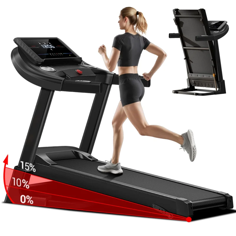 UMAY Laufband klappbar mit Steigung 3 Stufen, 3,0 PS Motor, 14 km/h, leise, App-Steuerung, 12 Programme