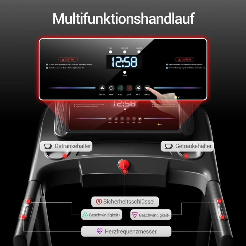 UMAY Laufband klappbar mit Steigung 3 Stufen, 3,0 PS Motor, 14 km/h, leise, App-Steuerung, 12 Programme