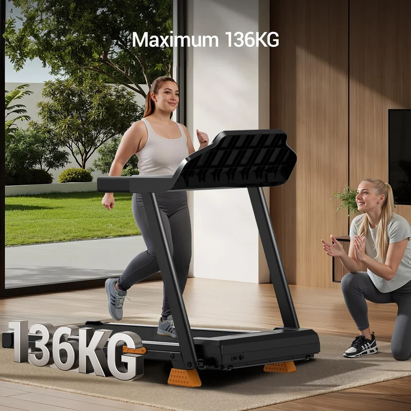 LONTEK Laufband für Zuhause klappbar 12 KM/H mit 15% Steigung, Herzfrequenzmonitor, 12 Programme, bis 136 kg