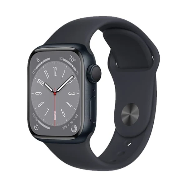 Apple Watch Series 8 GPS 41 mm mit Aluminiumgehäuse und hellem Retina Display.