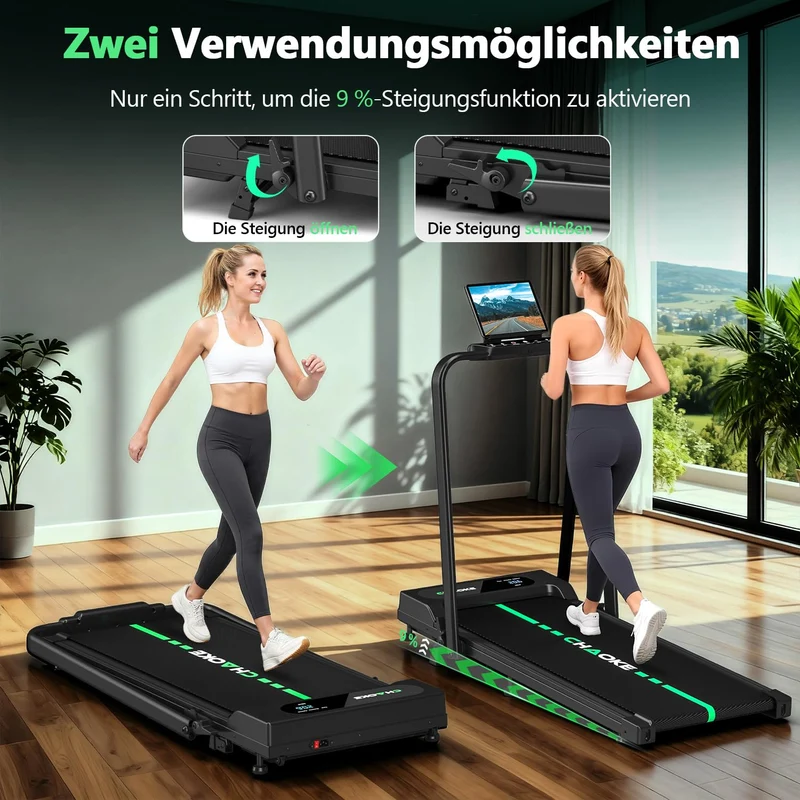 Laufband für Zuhause klappbar mit App & 9% Steigung, 2,75HP Motor, 12km/h, Walking Pad leise