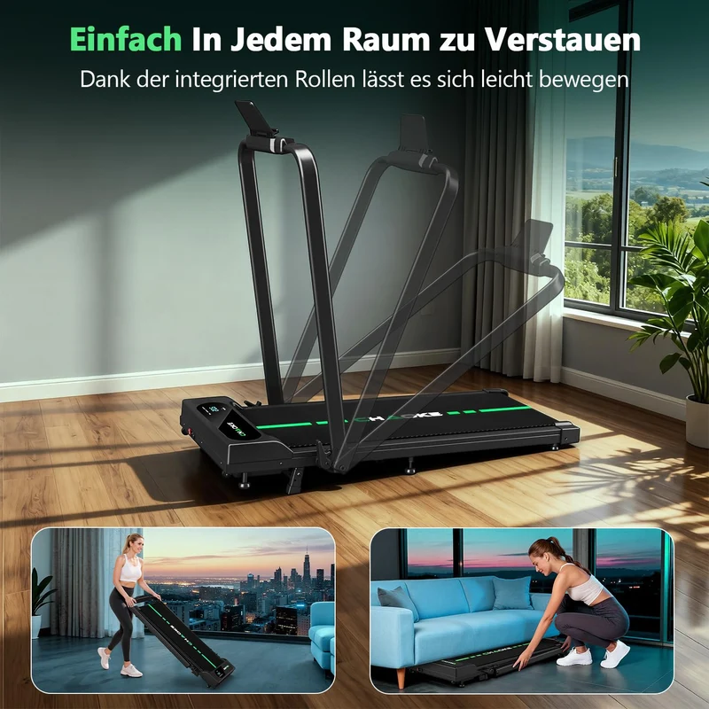 Laufband für Zuhause klappbar mit App & 9% Steigung, 2,75HP Motor, 12km/h, Walking Pad leise