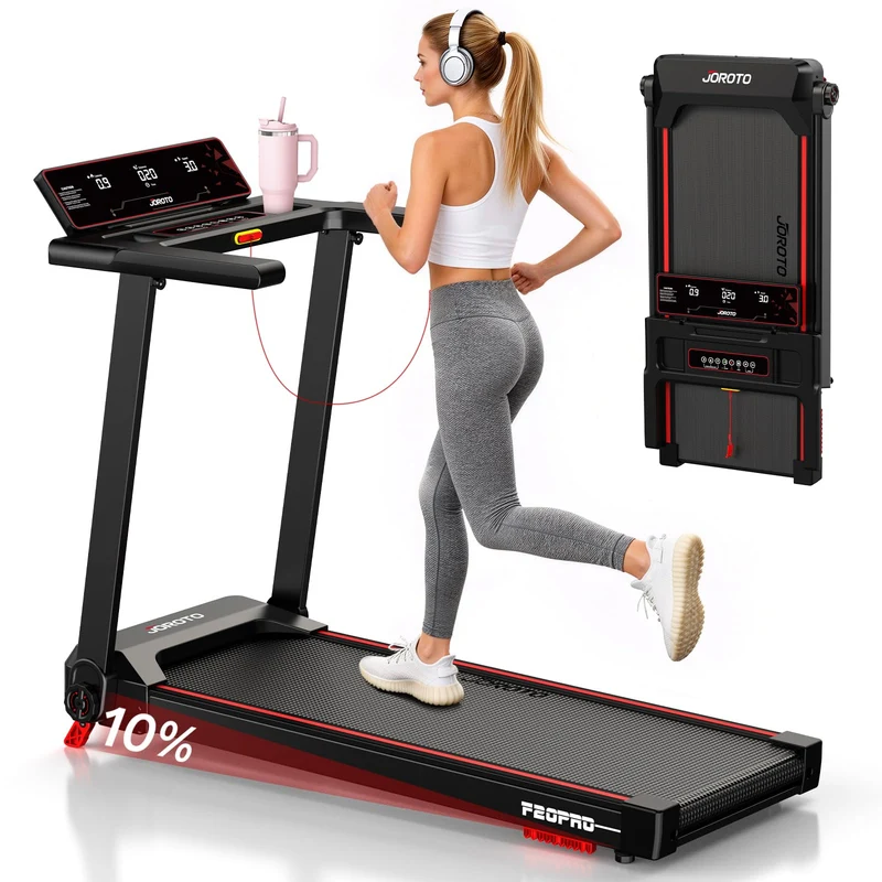 JOROTO Laufband klappbar mit 10% Steigung, 2,75 PS Motor, bis 12 km/h, LED-Display, Bluetooth App