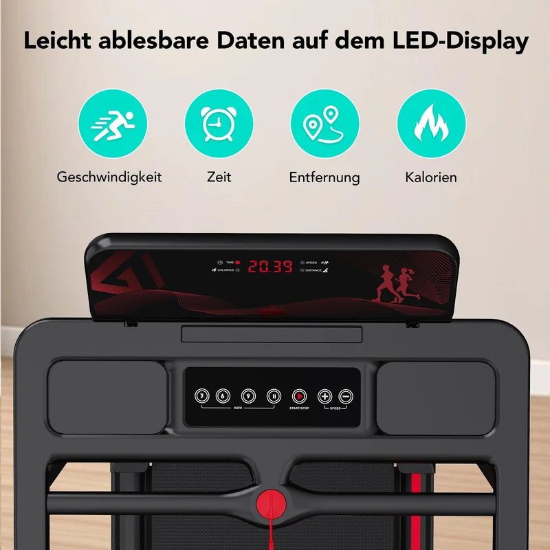 CITYSPORTS Laufband klappbar für Zuhause bis 12 km/h, LED-Anzeige, App, Bluetooth & Tablet-Halter