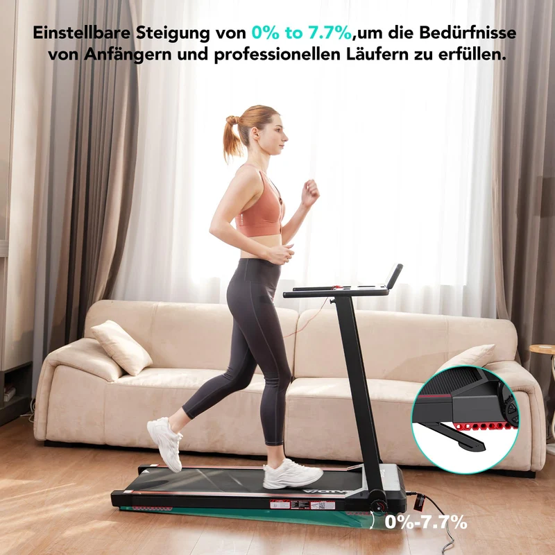 CITYSPORTS Laufband klappbar für Zuhause bis 12 km/h, LED-Anzeige, App, Bluetooth & Tablet-Halter