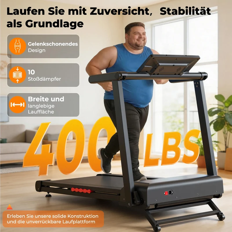 JAGJOG Laufband klappbar mit 18% automatischer Steigung, 4,5 PS Motor, 16 km/h, 180 kg Belastbarkeit, LED-Display