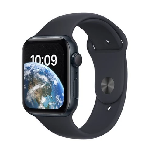 Apple Watch SE GPS 44 mm mit Aluminiumgehäuse und brillantem Retina Display.
