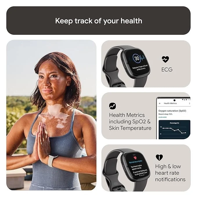 Fitbit Sense 2 Smartwatch 40 mm mit Aluminiumgehäuse und Gesundheitsfunktionen.