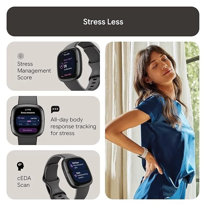 Fitbit Sense 2 Smartwatch 40 mm mit Aluminiumgehäuse und Gesundheitsfunktionen.