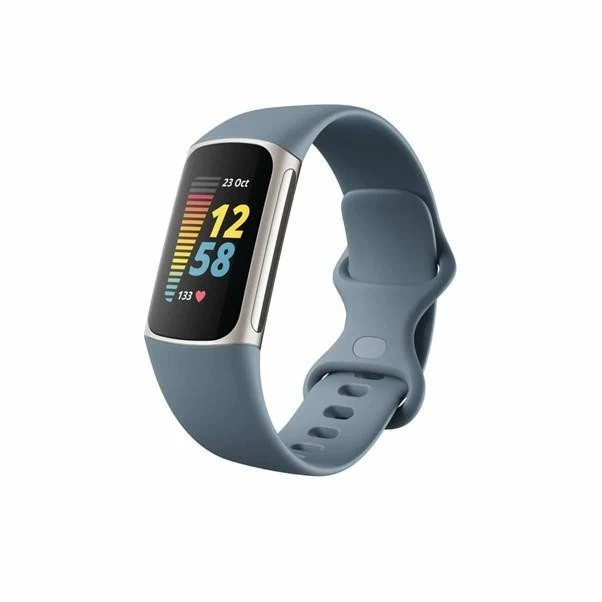 Fitbit Charge 5 Fitness-Tracker S/L in Steel Blue mit Platin-Edelstahlgehäuse