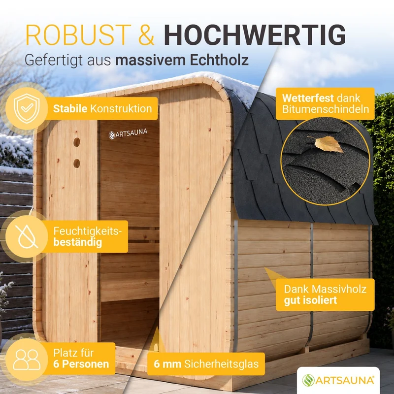 Fasssauna quadratisch Nolvik