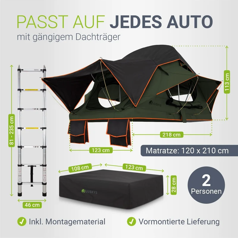 Dachzelt Lago für 2-3 Personen