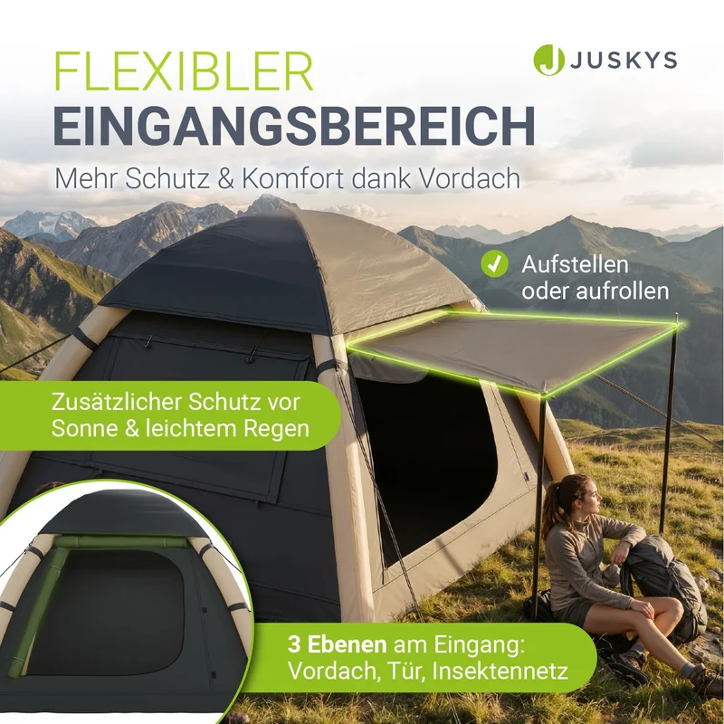 Campingzelt aufblasbar für 1-4 Personen
