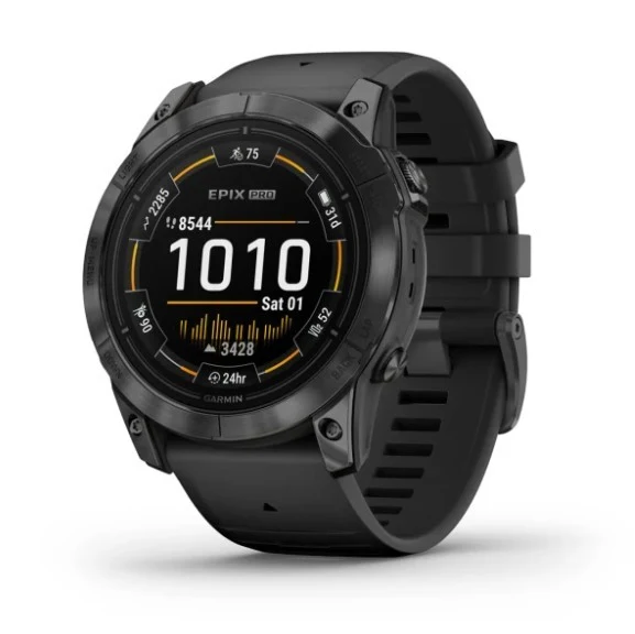 Garmin epix Pro Gen 2 51 mm mit AMOLED-Display, Edelstahlgehäuse und GPS.