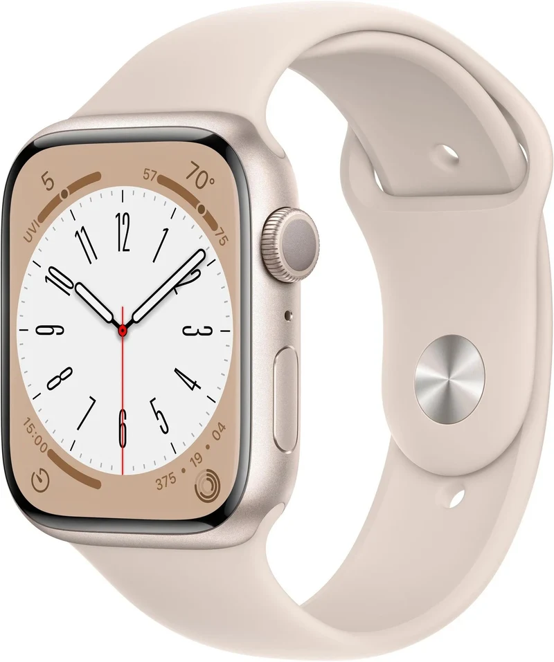 Apple Watch Series 8 GPS 41 mm mit Aluminiumgehäuse und hellem Retina Display.