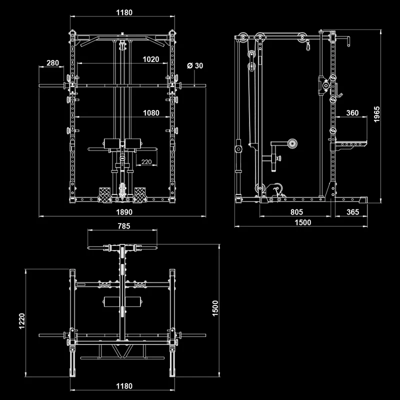 ATX® HRX-510 Rack-Komplettset mit Latzug Plate Load und Multipresse - Höhe 196 cm