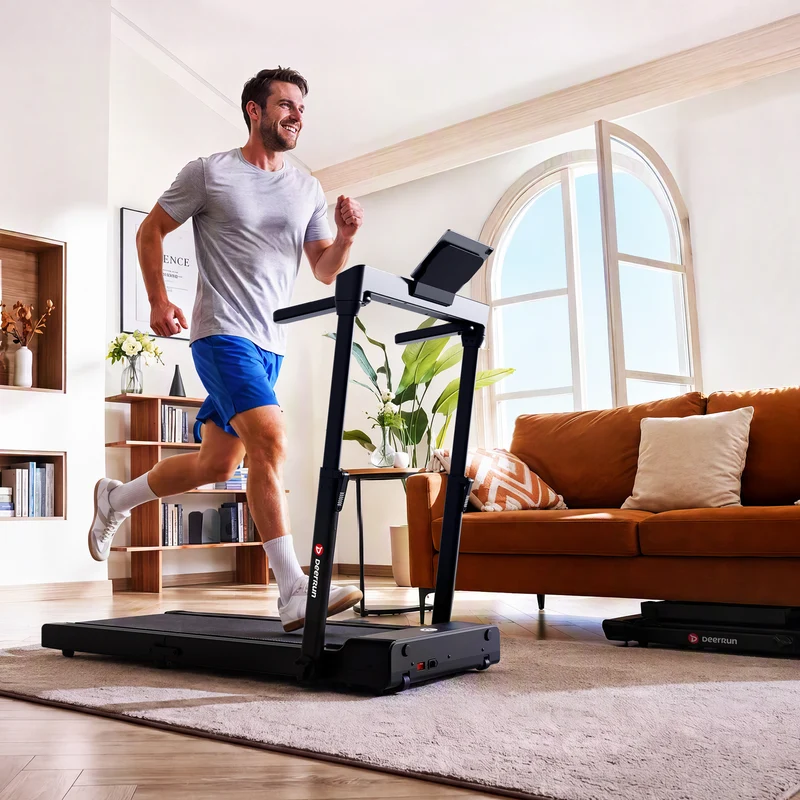 DeerRun Flex Fold 1 Zusammenklappbares Laufband mit Handlauf zum Gehen und Joggen