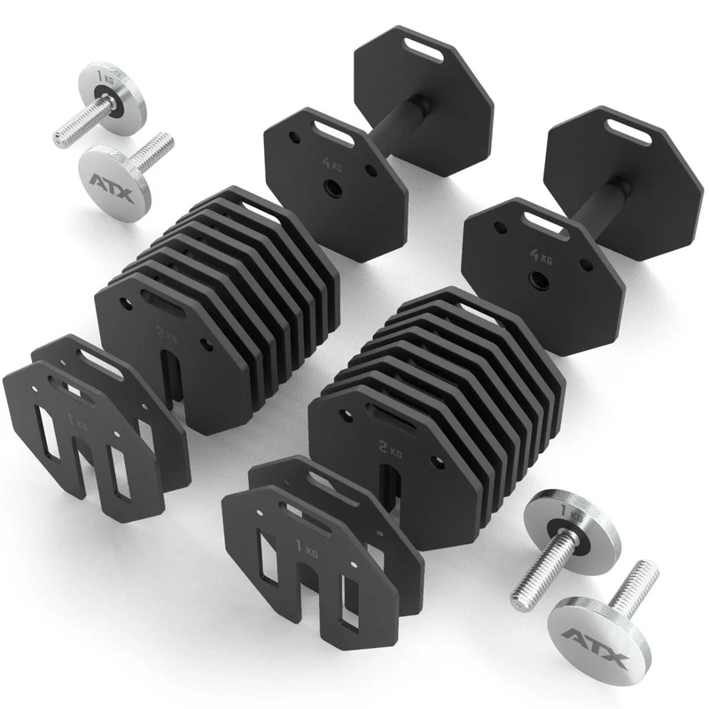 ATX® Octa-Dumbbells 2 x 24 kg - Verstellbare Hanteln inkl. Ablageständer
